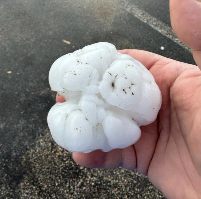 HAIL? YES! A major hail storm swept through Holdenville and surrounding areas this past week, including the town of Ada where the above picture was taken and submitted by Keith Roux.