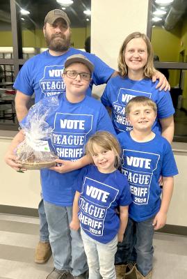 Trever Teague is pictured with his wife, Morgan and children, Bentley (11), Declan (8) and Maria (4).