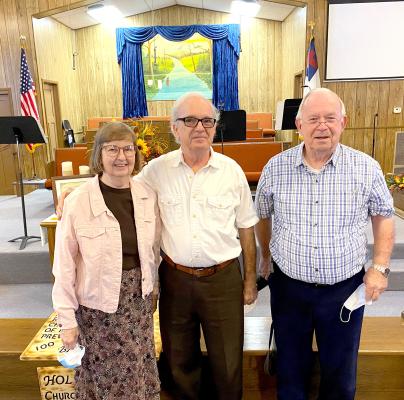 Howard Culbertson (middle) is pictured above with this sister Nola Culberston Swinhart (left). The Culbertson’s father, Nolan was one of the most influencial pastors in the history of the Holdenville Nazarene Church. Nola married Hal Swinhart (right) whom she met in the Nazarene Church. Hal’s Parents, Melvin and Gladys were two of the most faithful members and beloved music ministers the church has ever known.