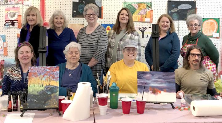HSPS WILL HOST THEIR SPRING ART SHOW OPEN HOUSE THIS SUNDAY FROM 1:30-3:00 AT 118 N. BROADWAY. Some of the art students are pictured above with some of their most recent artwork. They attend classes regularly at the HSPS Art Center. Front Row: Gail Wettstein, Mary Evelyn Wilson, Peggy Scungio, Brandon Bray. Back Row: Ann Kent, Bernice Steele, Karen Grizzle, Kerry Wilson, Joan Wegener – Instructor and Jimmie Logan. Class members not pictured are Denetia St. Claire, Julia Blevins and Debby Simon.