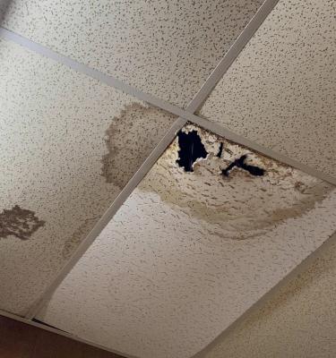 The roof at the Civic Center (Senior Citizen Building) continues to leak causing major damage throughout the building.