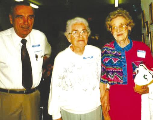 A REUNION FROM DAYS GONE BY... Alfred Stevenson, May Leach, and Lillian Balmain Collier enjoyed their class reunion held sometime in the 1990’s.