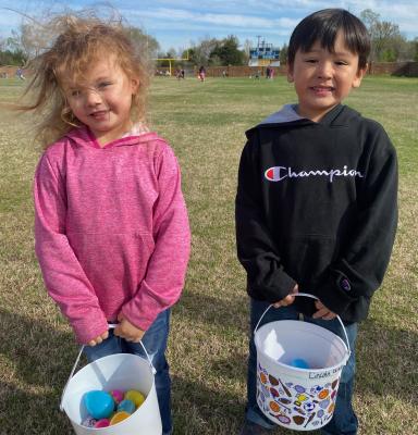 Taliah Skeen-Stone and Lincoln Gray had a great time hunting eggs last week at Wolverine Stadium.