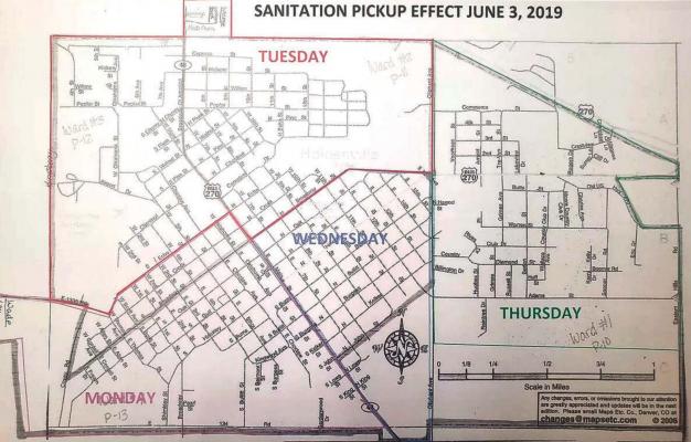 CITY WIDE BRUSH AND LIMB PICK UP – This map shows the four sections Holdenville has been divided into for brush and limb pickup. Each week a different section will receive free, curbside brush and limb pickup service. All limbs and brush should be placed off the street between the sidewalk and the curb.
