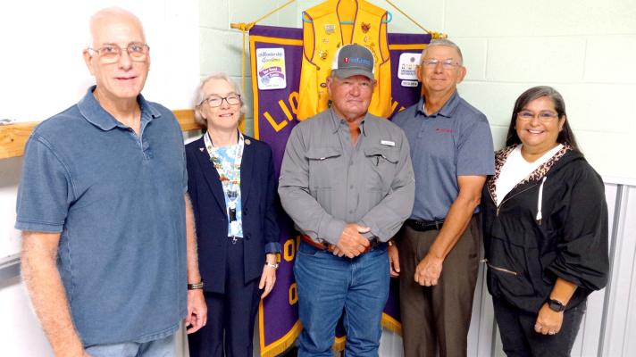2023-2024 LION’S CLUB OFFICERS are pictured above: ( l-r): Lions Steve Enos -Treas; Jerrie Lindsey – Sec; Leon Barrett – Tail Twister; Jack Bush – Pres; Lori Woods – VP.