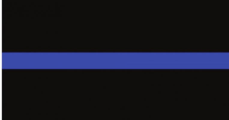 The blue line symbol The "thin blue line' is a term for the police that is used to assert that they are the line which keeps society from descending into violent chaos.