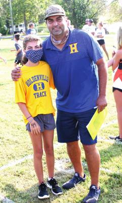 A Holdenville track and cross-country coach, Ryan Turner, and his daughter, Haylie, posed for a picture prior to Haylie’s first cross country race of the 2020 season. Ryan was a state champion during his Wolverine running days and now its Haylie’s turn.