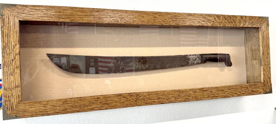 STATE REP. DAVID SMITH PRESENTS MACHETE USED IN VIETNAM TO THE AMERICAN LEGION