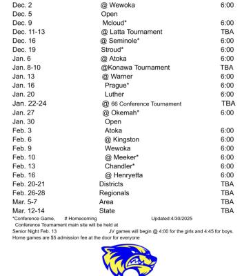 HOLDENVILLE WOLVERINES HIGH SCHOOL BASKETBALL SCHEDULE