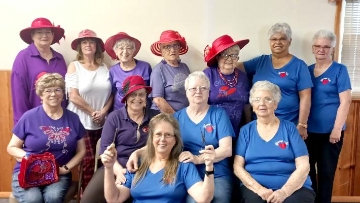 THE RED HAT AND YOUNG AT HEART GROUPS RECENTLY JOINED FORCES TO SOLVE A MURDER MYSTERY!!! Pictured above are: (front row) Donitta Lawson. (second row) Glenda Stinson, Cindy McDaniel, Sharron Holman, Shirley Hardwick. Back Row: Diane Bowman, DelMarie Lowe, Lynn Marquis, Barbara Tiger, Joyce Brinlee, Juanita Hardwick, Pat Sanford.