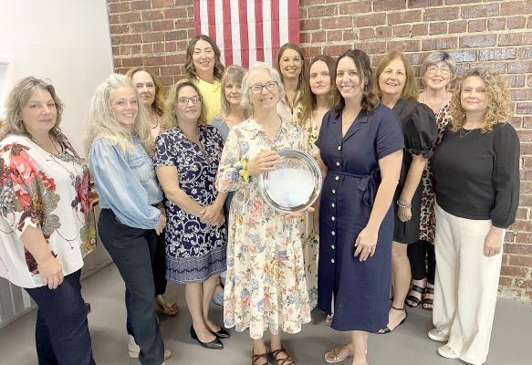 DIANA award recipient, Jerrie Lindsey, is pictured with her fellow ESA members at the recent reception held in her honor. Pictured left to right are: Angie Durbin, Marie Gruber, Nancy Thetford Mindy Juarez, Hillery Pitts, Lori Ramsey, Jerrie Lindsey, Kristie Lambert, Ashley Mitchon, Jessica Beck, Nancy Sherry, JoDawna Smith and Charon Henslee.