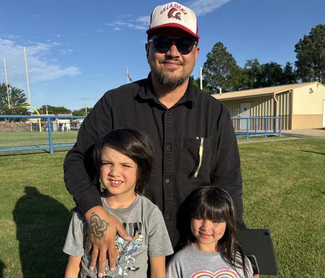 Keynote Speaker Sterlin Harjo with his two kids Ayo and Ani