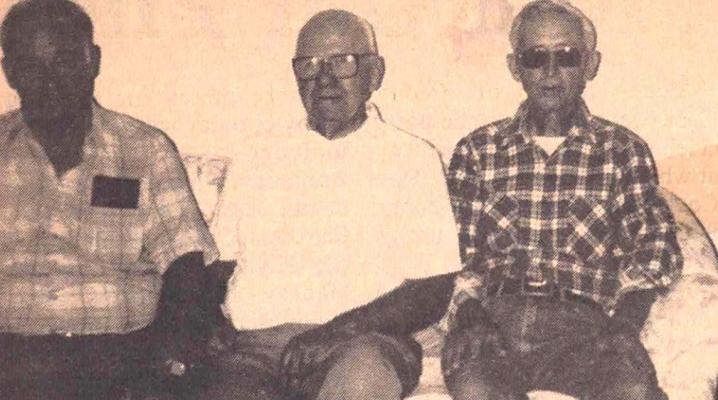 The above picture was taken in the 1980’s when WWII Veteran William Reid (center) came to Holdenville to visit his comrades, Emery Hutchings (left) and Vance Vanhooser (right). Mr Reid lived in California and had not seen Emery and Vance since the war ended. All three served on the same crew in the 94th Bomb Group, 333rd Squadron, during World War II. The three buddies had not seen each other for 46 years.