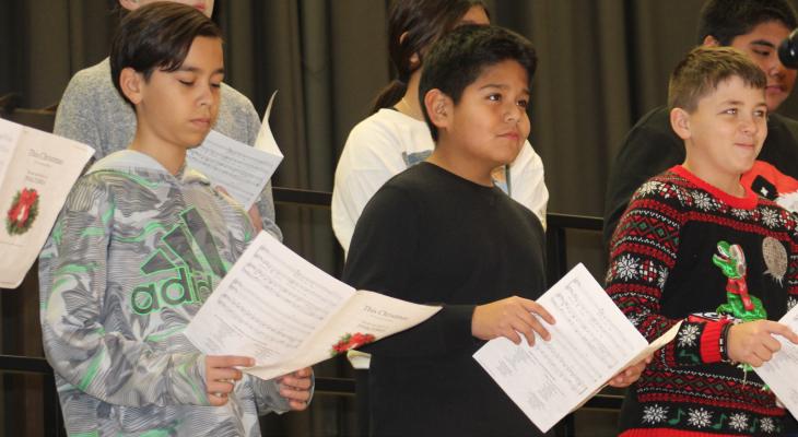 Thomas 6th Grade gave a wonderful performance at their vocal music concert last week. Pictured above are Kaiden Couffer, Juan Rosas, and JJ Stafford