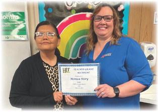 Holdenville Education Foundation President Jamie Neal was thrilled to award Monica Story with almost $1300 in grants from HEF for the upcoming school year.