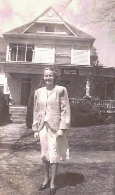 OUR DEAR FRIEND AND “KINFOLK” IDA MARIE HORN in front of the old Hudson Funeral Home.