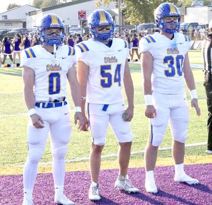 The Wolverine Captains for the season opener at Vian were: # 0 Abe Gomez, # 54 Tristan Denny and # 30 Bo Black. Holdenville won the toss, chose to receive the opening kick-off and proceeded to march down the field and score the first touchdown of the season.