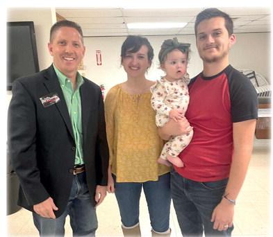 JOSH BRECHEEN is pictured above with Holdenville Church of the Nazarene Youth Leaders Gunner and Olivia Fullbright and their daughter Rosie.