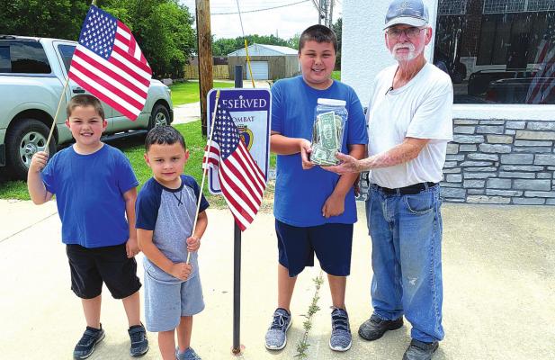 LEMONADE STAND RAISES $340 for American Legion Post 32 building. A special thank you to Jax Chambers, Brian Perteet, and Aiden Giles for donating all profits from their lemonade stand to the Amnerican Legion building fund. These young patriots are greatly appreciated.