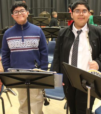 LOOKING DAPPER! Kaleb Maldonado (left) and Jose Gonzalez were looking sharp at this year’s band concert.