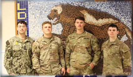 (left to right) MA 3 Ethan Scroggins, Specialist Phillip Jones, Private First Class Layton Richmond, Private Second Class Christian Conley