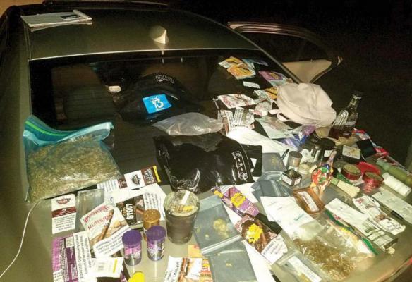 Pictured above are items that were found during a recent traffic stop. Story above.