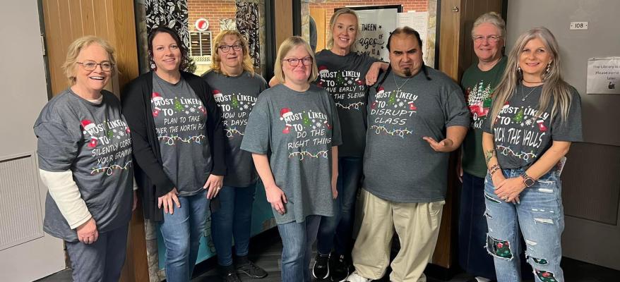 MEET THE THOMAS SUPERLATIVES! Most Likely to make your whole Christmas is the staff as Thomas Elementary. Pictured above and ready for a long overdue break are Mrs. McDaniel, Mrs. Cook, Mrs. Phillips, Mrs. Holland, Mrs. Sherry, Mr. Nate, Mrs. Ellingsworthm, and Mrs. Stackhouse.