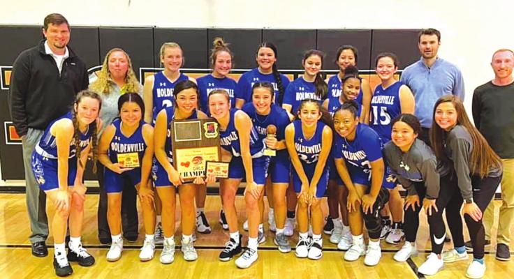 The Holdenville varsity girls basketball team capped off a four win week with a 42-40 win over North Rock Creek in the finals of the Konawa Tournament! Holdenville defeated Allen, Rock Creek, Tishomingo and North Rock Creek this past week to post a perfect four win week.