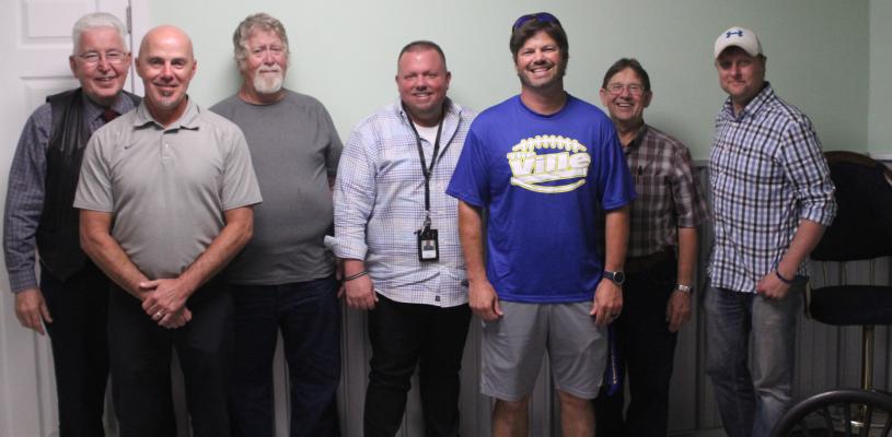Holdenville Athletic Director, Darin Johnson, and head football coach, David Barker were guests at the monthly Holdenville Ministerial Alliance meeting. Those attending the meeting were: Pastor Earl Scroggins, Holdenville High School Athletic Director, Darin Johnson, Kevin Tennie, Prison Chaplin David Holland, Wolverine Head Coach David Barker, Pastor Larry McDaniel and Pastor Dane Robinson.