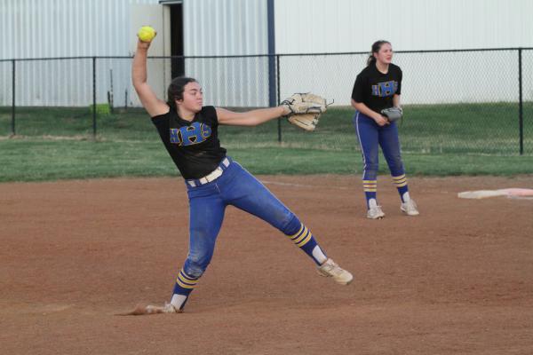 Cylee Null lets a pitch fly in the Wolverines scrimmage with Okemah. Holdenville will begin the regular season with a contest at Bethel on Monday. The Wolverines will host the Morris Eagles on Tuesday and travel to Morris for a rematch on Thursday.