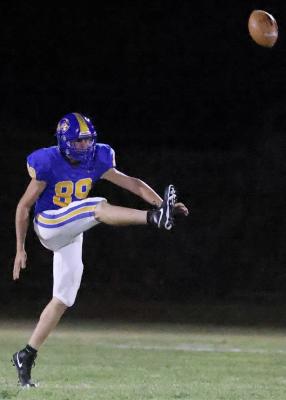 # 89 Hayden Danker handled the kicking duties in the Wolverines win over Morris.