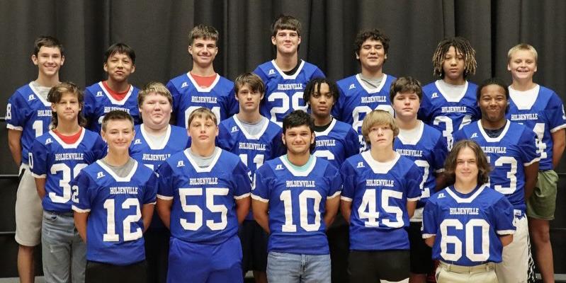UNDEFEATED.....the Holdenville Junior High football team won all their games during the 2023 season. Eighth grade members of the undefeated team are; Top Row Lt to Rt: Landon Yates, RJ Lowe, Tank Redmond, Jayden Ellis, Chris Williams, Zamarius Walls, Tristan Dennie. Middle Row: Tripp Janes, Alex Cellars, Logan Knuckles, Javier Thomas, Grey Carter, Bryson Hutchinson Bottom Row: Cash Lening, Brayden Black, Jayden Reed, Logan Waite, Jon Green.