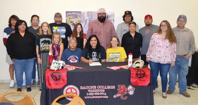 CONGRATULATIONS TO RANDY JO WEST WHO RECENTLY SIGNED WITH BACONE COLLEGE ON A SOFTBALL SCHOLARSHIP.