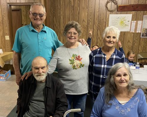 CHURCH FAMILY IS FAMILY. Penn West Baptist Church recently hosted a family fun day for the community. They have some of the most faithful members of any church in town. Pictured above are (L-R): Back Row: P.D. Brown, Gloria Brown, Donna Lipe. Front Row: Randy Greenwood and Rhonda Greenwood.