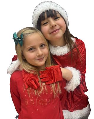 CHECK YOUR LIST A THIRD TIME SANTA, THESE GIRLS ARE TOO CUTE NOT TO BE ON THE ‘NICE LIST”.HOW COULD YOU TELL THEM NO... Penny Robinson gets a big hug from her best friend Esme Shields. They have been good all year and are ready for Santa Claus to come to town.