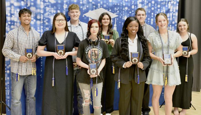 HOLDENVILLE HIGH SCHOOL HONOR SENIORS WERE RECOGNIZED AT THE SENIOR AWARDS NIGHT LAST MONTH