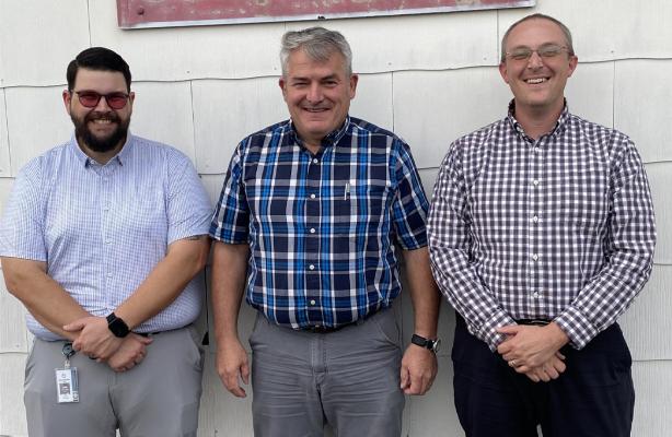 Representatives from entities all across the state convened in Holdenville recently for the Holdenville Airport Board meeting where the finishing touches were put on the airport’s 5-year Capital Improvement Plan. Pictured above are (L-R): Nick Young - Airport Division Manager Oklahoma Aerospace and Aeronautics, Bill Wilkinson - Holdenvile Airport Board Chairman, and Toby Baker Oklahoma Aviation Lead, Parkhill.