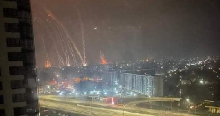 Picture shared by Ukrainian Nazarene pastor of bombs raining down on Kyiv.
