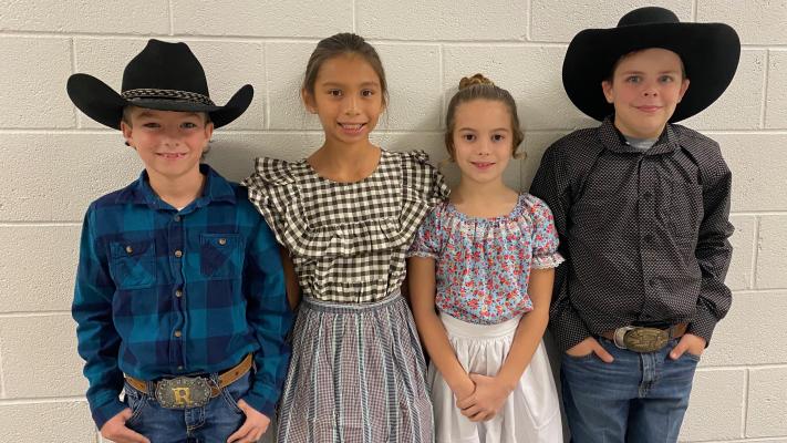 YEE-HAW! ITS A COWBOY CHRISTMAS AS MOSS SCHOOL! Pictured above are Ryder Mudd, Kayleigh Regic, Addison Romberg, and Ruger Peters.