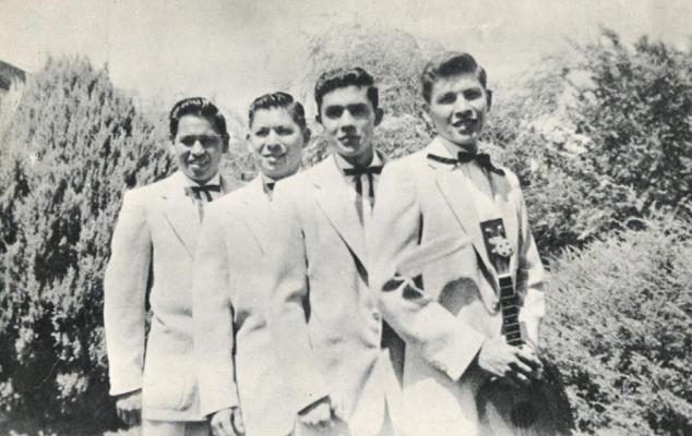 The Osceola Four sung gospel songs and spirituals. From left to right: J.B. Dreadfulwater, Richard Anderson, Mitcheal Beaver and Jimmy Anderson.