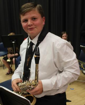 MAKING HIS DAD PROUD! Waylon Jeffrey sure made his family proud at the band concert last week. Waylon’s dad, Jason was also a member of the Holdenville band and a 1999 graduate of HHS.