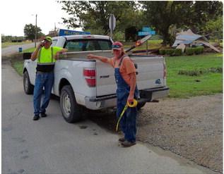 Street Commissioner Jim Thetford and Tim Reid have been out for the past two days helping clear city streets and alleyways affected by Saturday night’s storm.