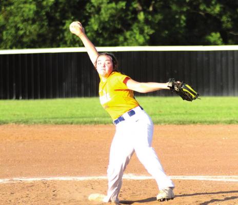 Wolverine pitcher Cylee Null got some valuable time on the mound when Holdenville whipped the Wewoka Tigers 13-2. Cylee pitched two innings in the Wolverine victory.