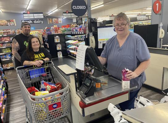 Albert Chekan and Katie Hosier, pictured above Save-A-Lot Manager wi were thrilled to see such a tax break on their grocery bill this month. They saved over $6.00 on this one purchase alone!