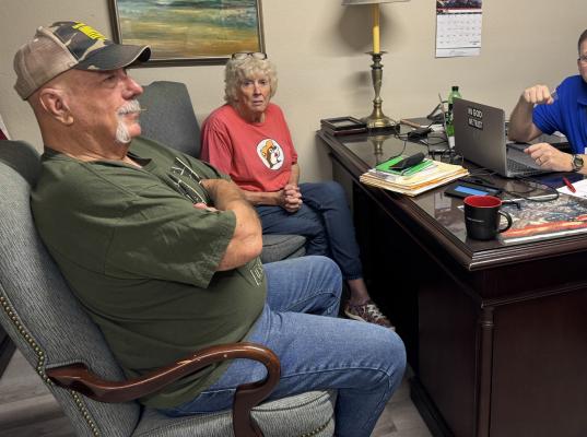 A LARGE NUMBER OF HOLDENVILLE VETERANS were on hand for an opportunity made possible by the VA, Doyle Tampleton and The American Legion Post 32. A representative from the VA spent the day talking with veterans like Wayne Metcalf, pictured above with his wife Karen, about benefits available to them. The day was a huge success.