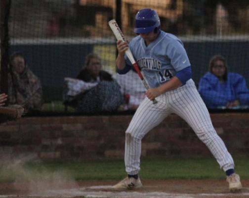 Holdenville infielder, Clinton Roland , takes a pitch in the dirt. in the Wolverines’ win over Seminole. Clinton had two extra base hits in the 11-3 victory.