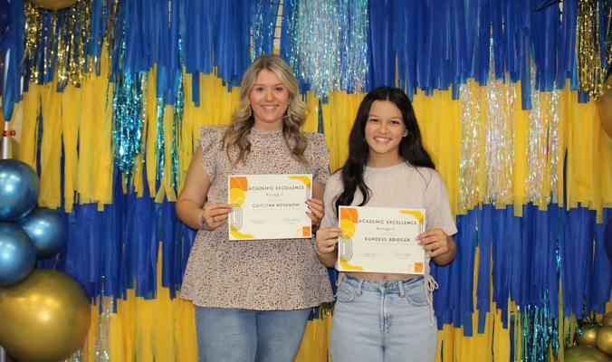 Caitlynn Rosenow and Kandess Bridger receive Academic Excellence awards in Biology 2.