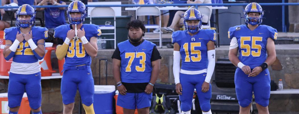 The Wolverine captains for Holdenville’s game with North Rock Creek were: # 22 Sawyer Jeffrey, # 30 Bo Black, # 73 Aaron Torres, # 15, Teneke Lowe and # 55, Brayden Black.