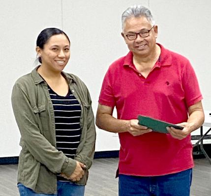 The Holdenville Creek Indian Community presented Ms. Cassandra Cole with the first Victor Bear Memorial Scholarship on Oct. 11. Scholarship presented by Bro. Ed Bear.