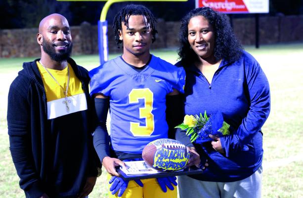 Malachi Henderson with Parents Stephanie Lowrey and De’Andre Henderson